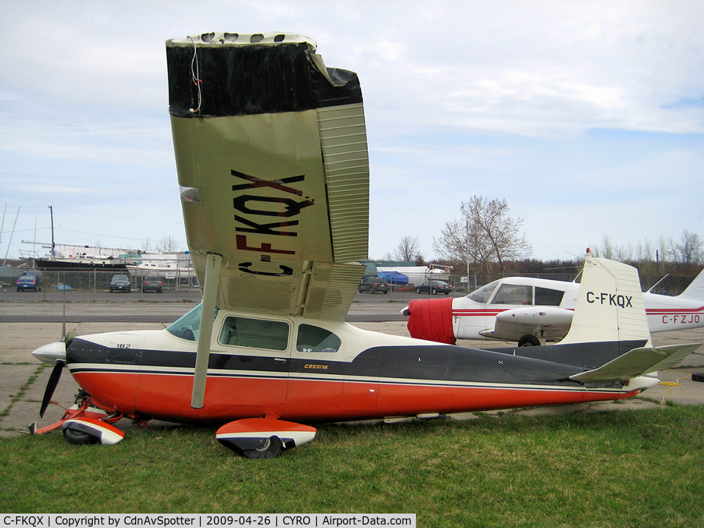 C-FKQX, 1958 Cessna 182A Skylane C/N 51313, F0 Tornado roared thru CYRO damaging this aircraft beyond repair