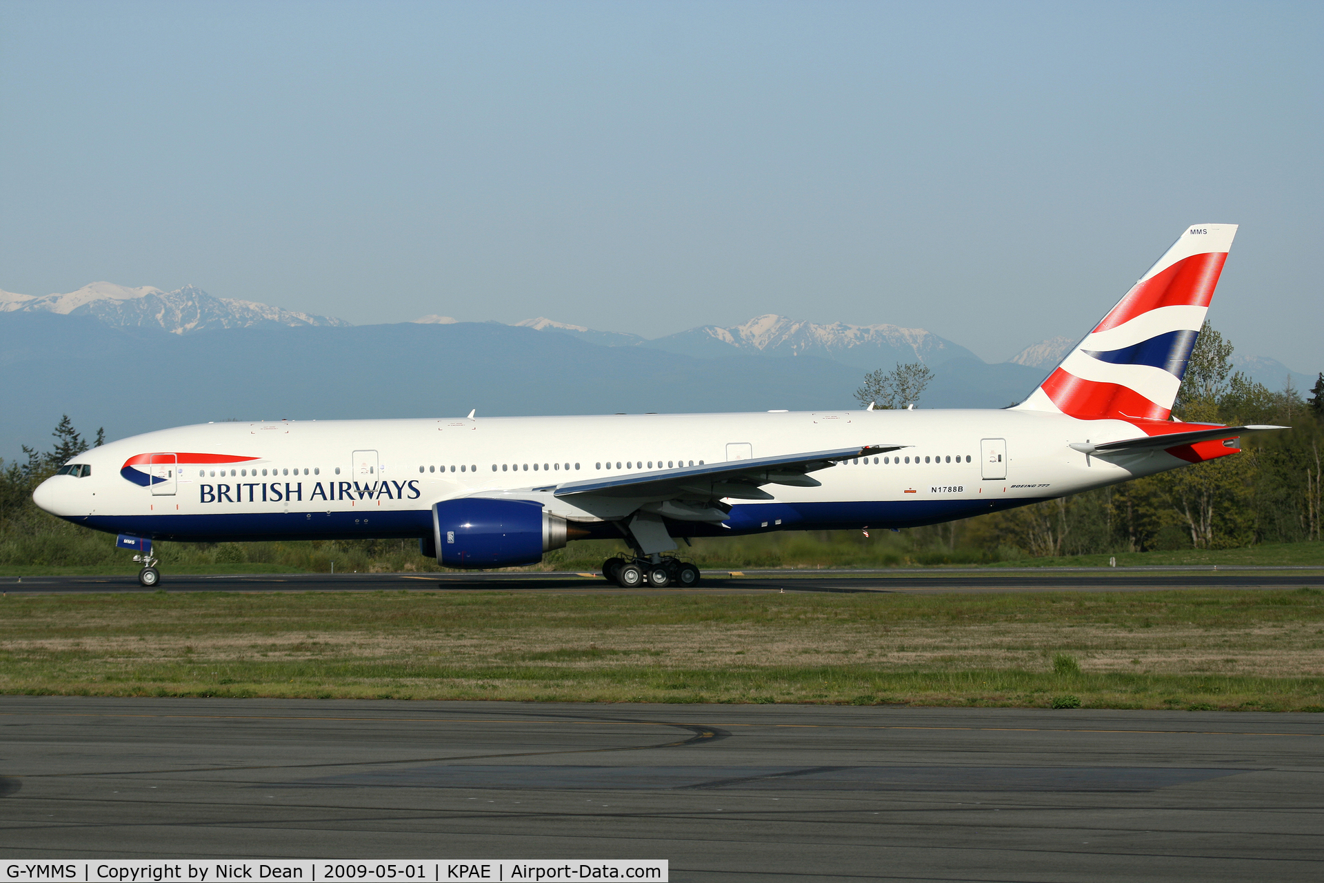 G-YMMS, 2009 Boeing 777-236/ER C/N 36517, KPAE G-YMMS carrying N1788B for a test flight as 
