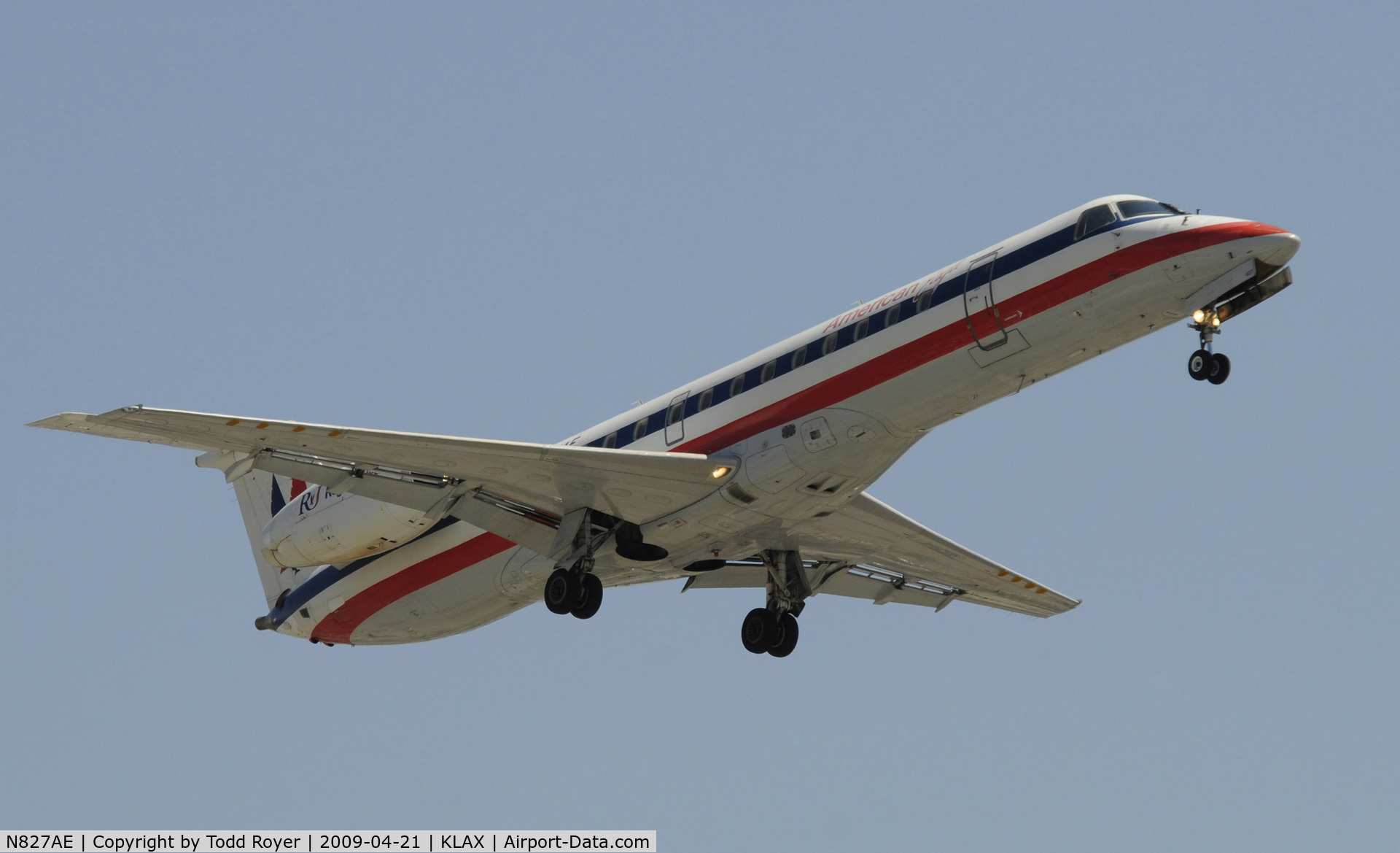 N827AE, 2002 Embraer ERJ-140LR (EMB-135KL) C/N 145602, Landing 24R at LAX