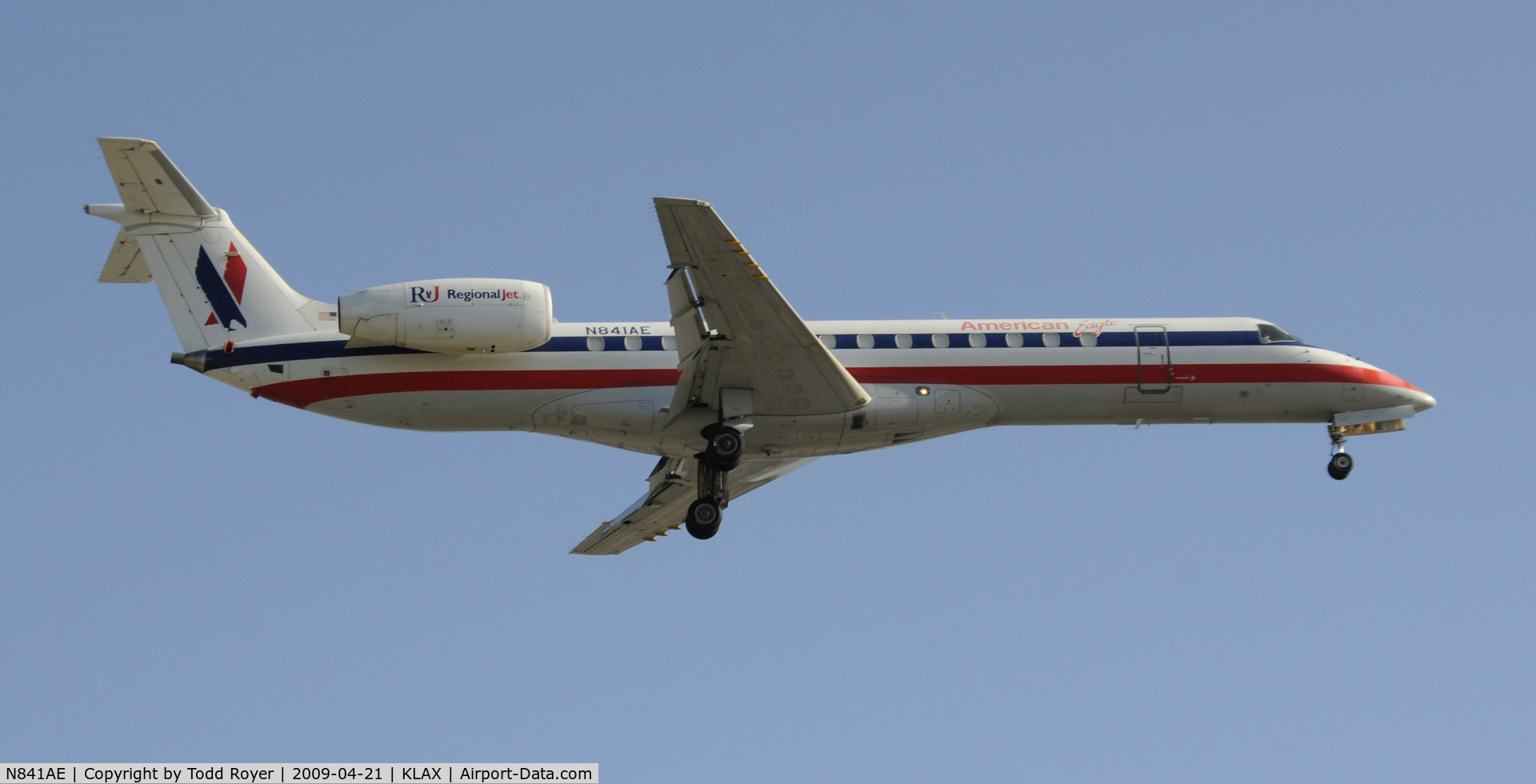 N841AE, 2002 Embraer ERJ-140LR (EMB-135KL) C/N 145667, Landing 24R at LAX