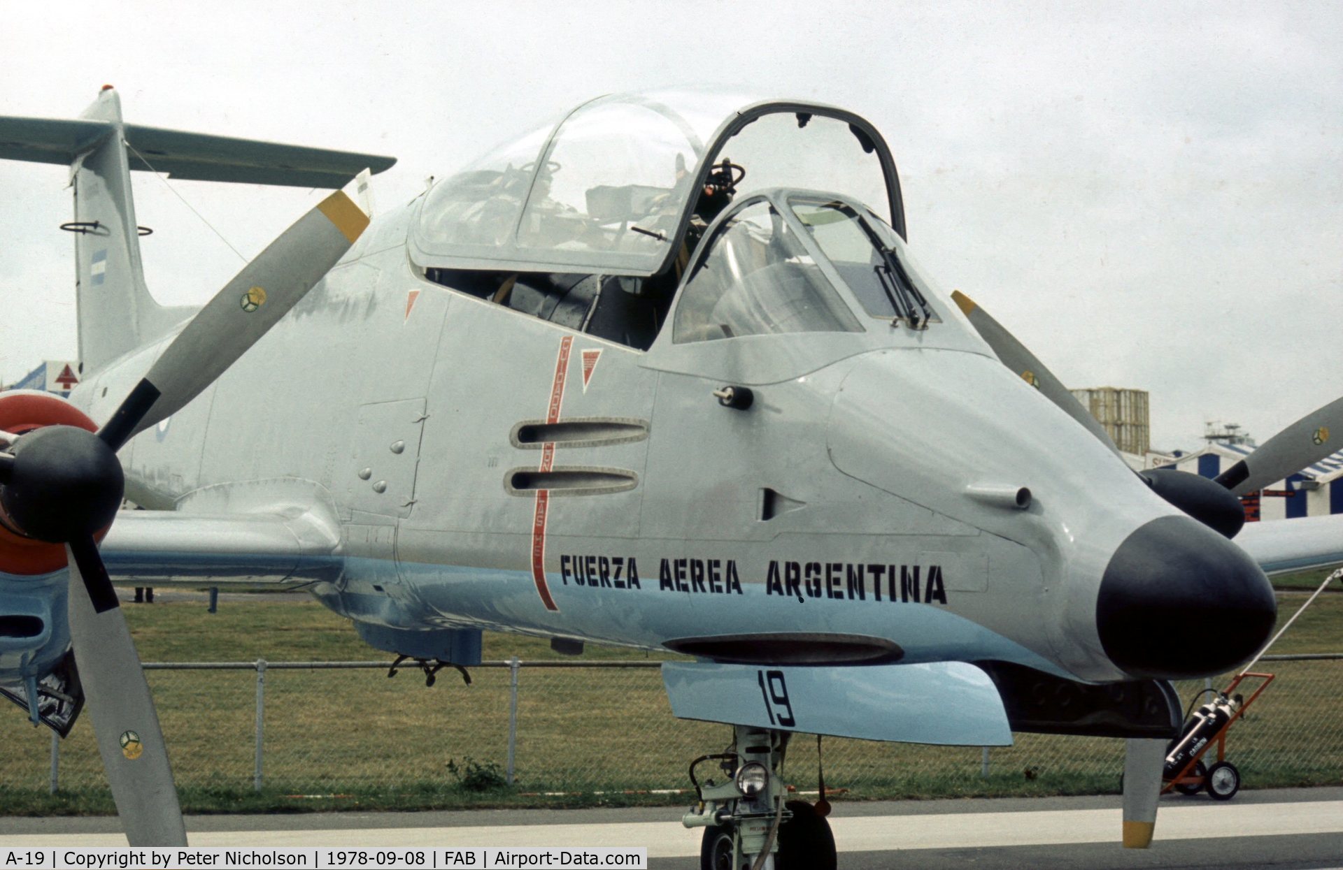 A-19, FMA IA-58A Pucará C/N 019, Another view of the Argentine Air Force Pucara at the 1978 Farnborough Airshow.