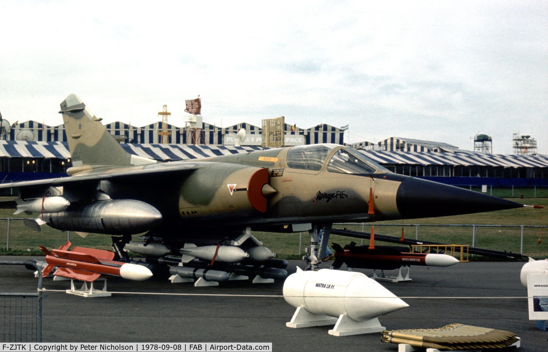 F-ZJTK, Dassault Mirage F.1E C/N 5, Another view of Mirage F.1E c/n 5 at the 1978 Farnborough Airshow.
