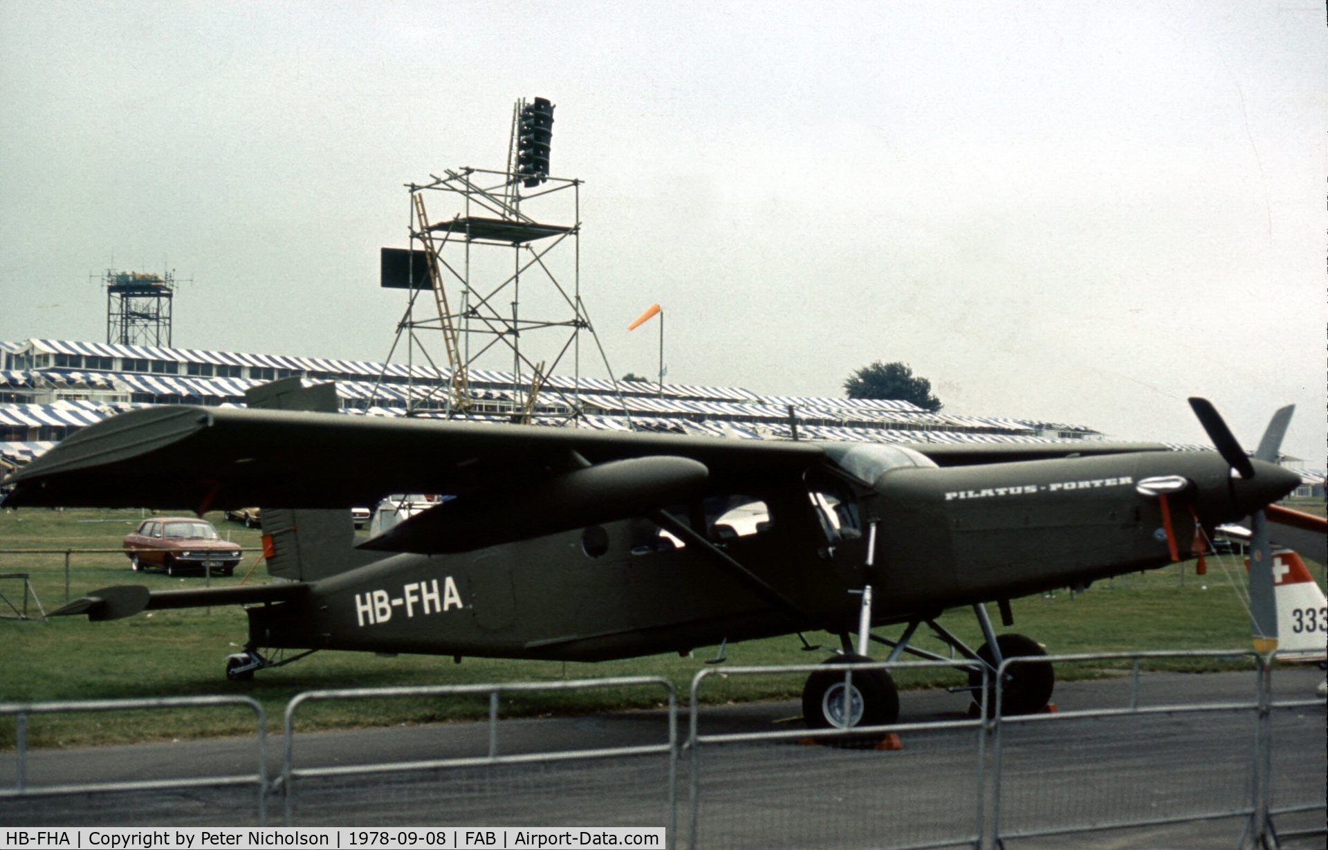 HB-FHA, 1978 Pilatus PC-6 Turbo Porter C/N 794, Turbo Porter on display at the 1978 Farnborough Airshow.