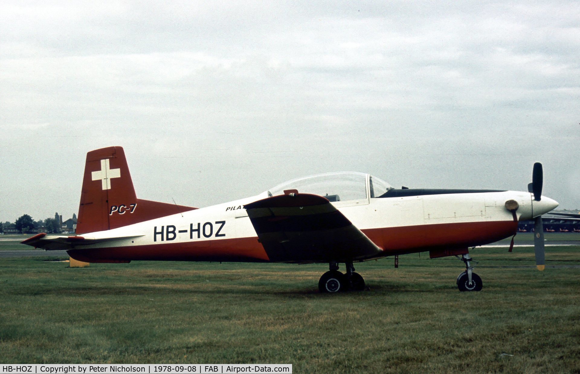 HB-HOZ, 1959 Pilatus PC-7 Turbo Trainer C/N 509, Second prototype Pilatus PC-7 Turbo Trainer on display at the 1978 Farnborough Airshow.