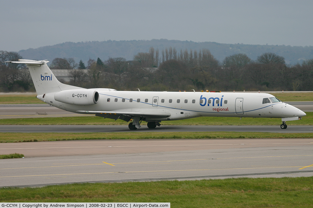 G-CCYH, 1998 Embraer EMB-145EP (ERJ-145EP) C/N 145070, Arriving At Manchester