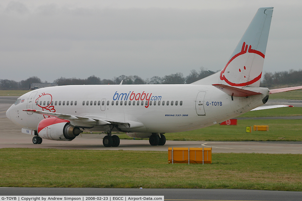 G-TOYB, 1994 Boeing 737-3Q8 C/N 26311, Taxiiing to stand at Manchester.