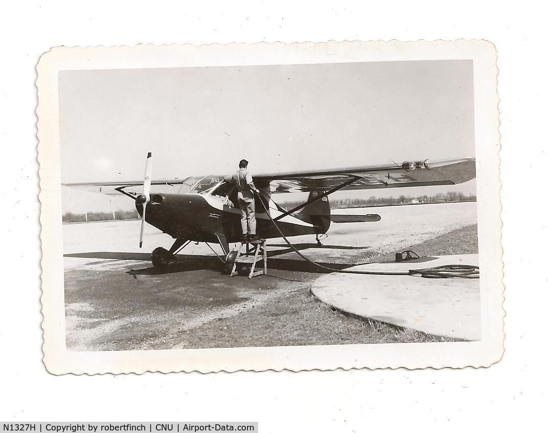 N1327H, 1949 Aeronca 15AC Sedan C/N 15AC-362, Refueling New Aeronca Sedan At Martin Johnson Airport, Chanute, Kansas