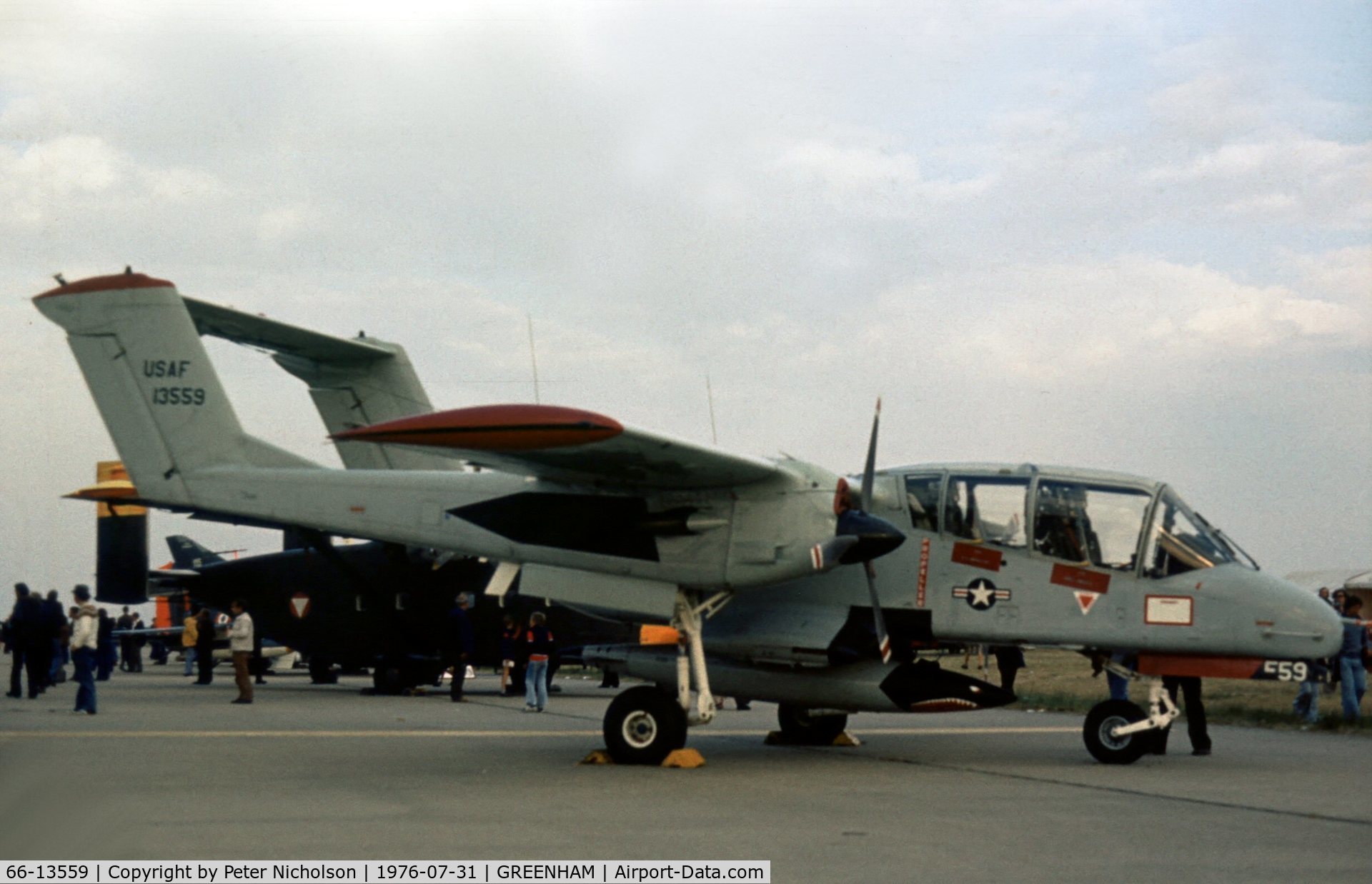 66-13559, 1966 North American Rockwell OV-10A Bronco C/N 305-8, OV-10A Bronco of 601 Tactical Control Wing at the 1976 Intnl Air Tattoo at RAF Greenham Common.