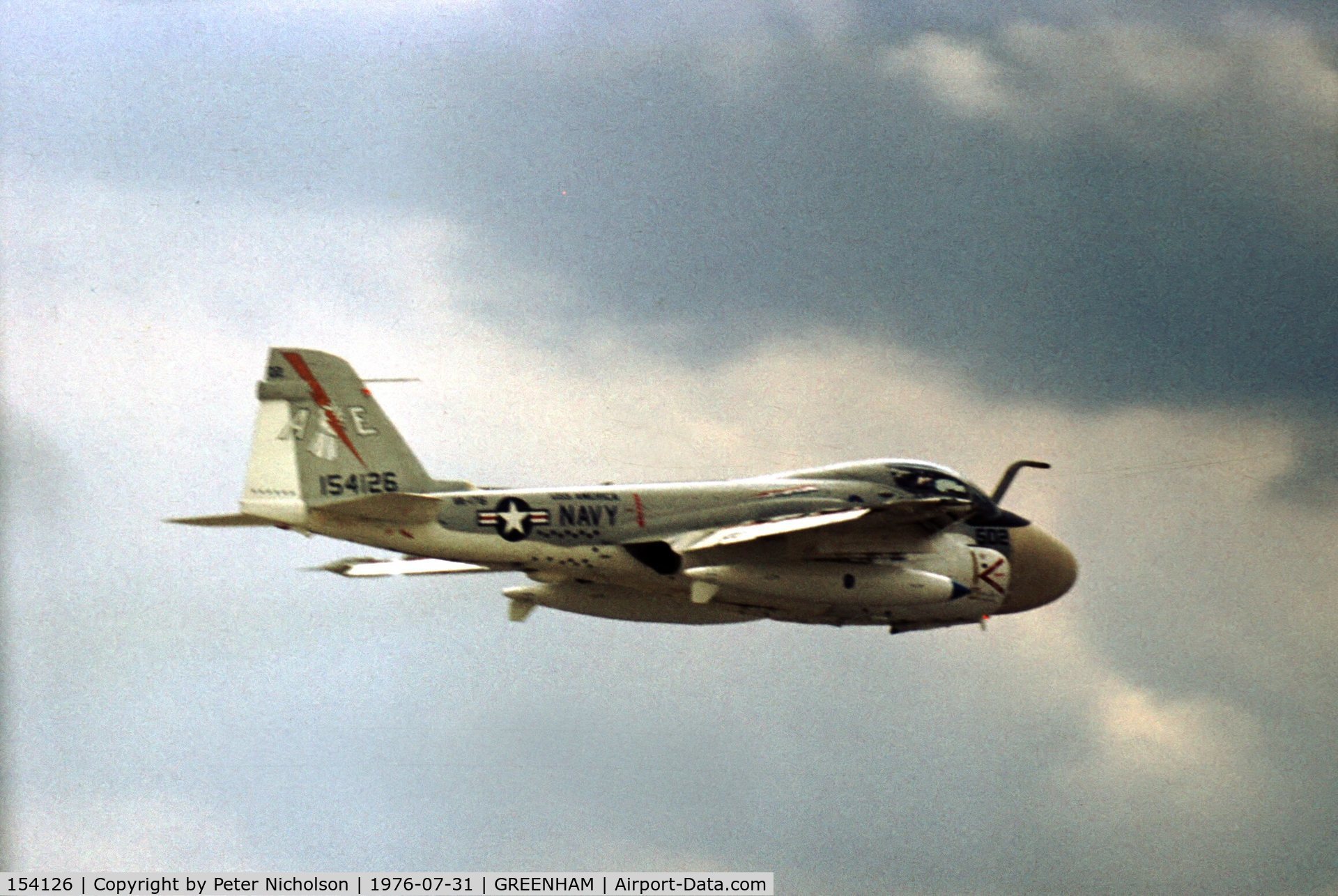 154126, Grumman A-6E Intruder C/N I-261, A-6E Intruder of VA-176 aboard USS America at the 1976 Intnl Air Tattoo at RAF Greenham Common.