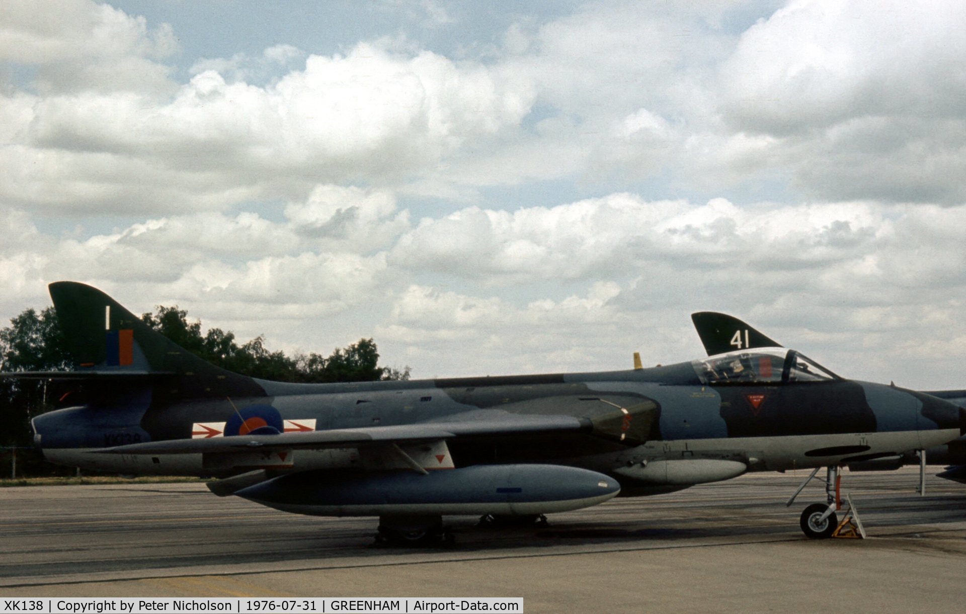 XK138, 1957 Hawker Hunter FGA.9 C/N 41H/688140, Hunter FGA.9 of 79 Squadron at the 1976 Intnl Air Tattoo at RAF Greenham Common.