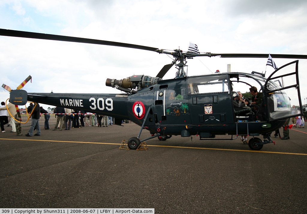 309, Aerospatiale SA-319B Alouette III C/N 2309, French Navy Alouette displayed with a special c/s during LFBY Open Day 2008