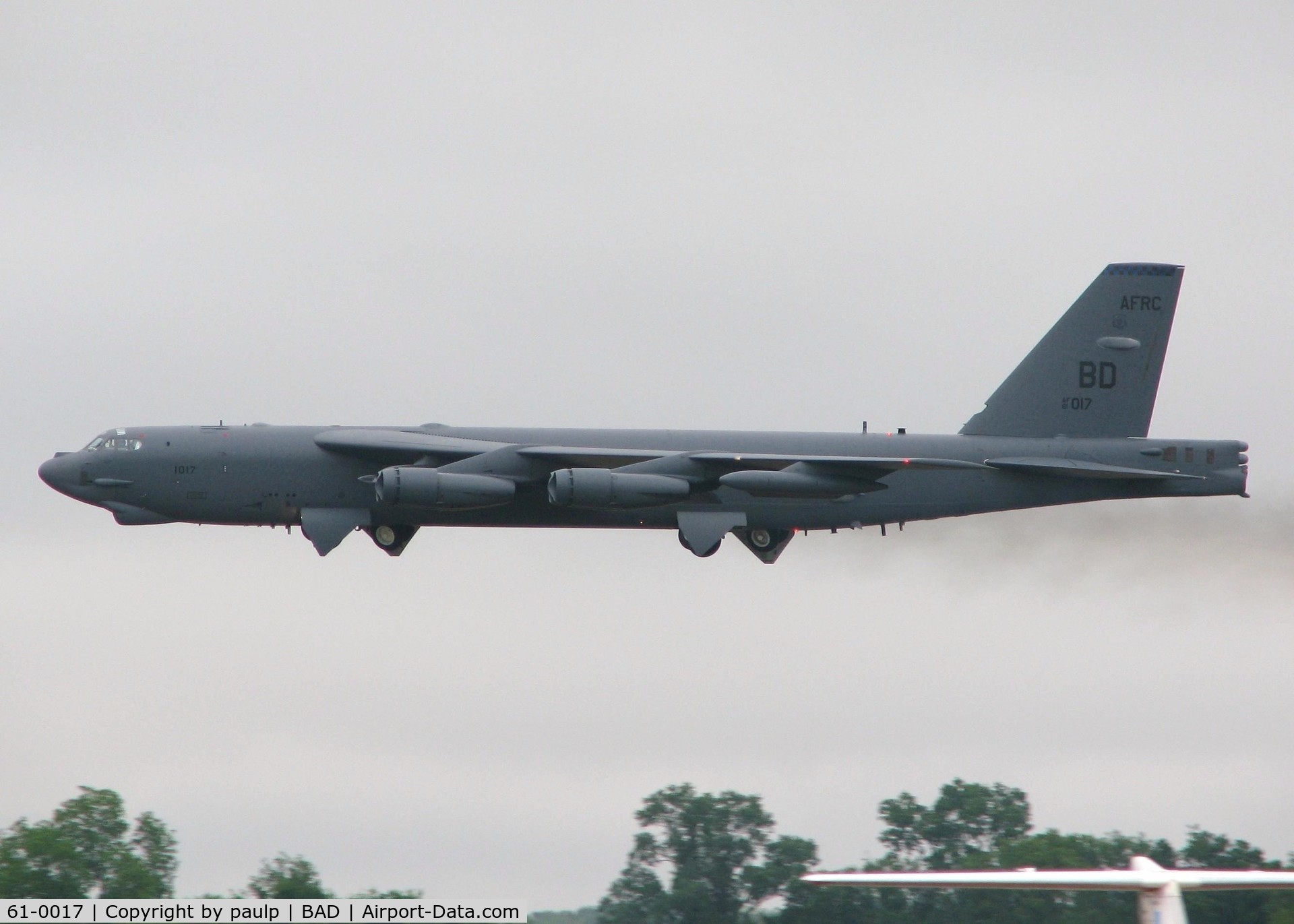 61-0017, 1961 Boeing B-52H Stratofortress C/N 464444, Making a low pass over the field at the Defenders of Liberty Airshow 2009 at Barksdale Air Force Base, Louisiana.