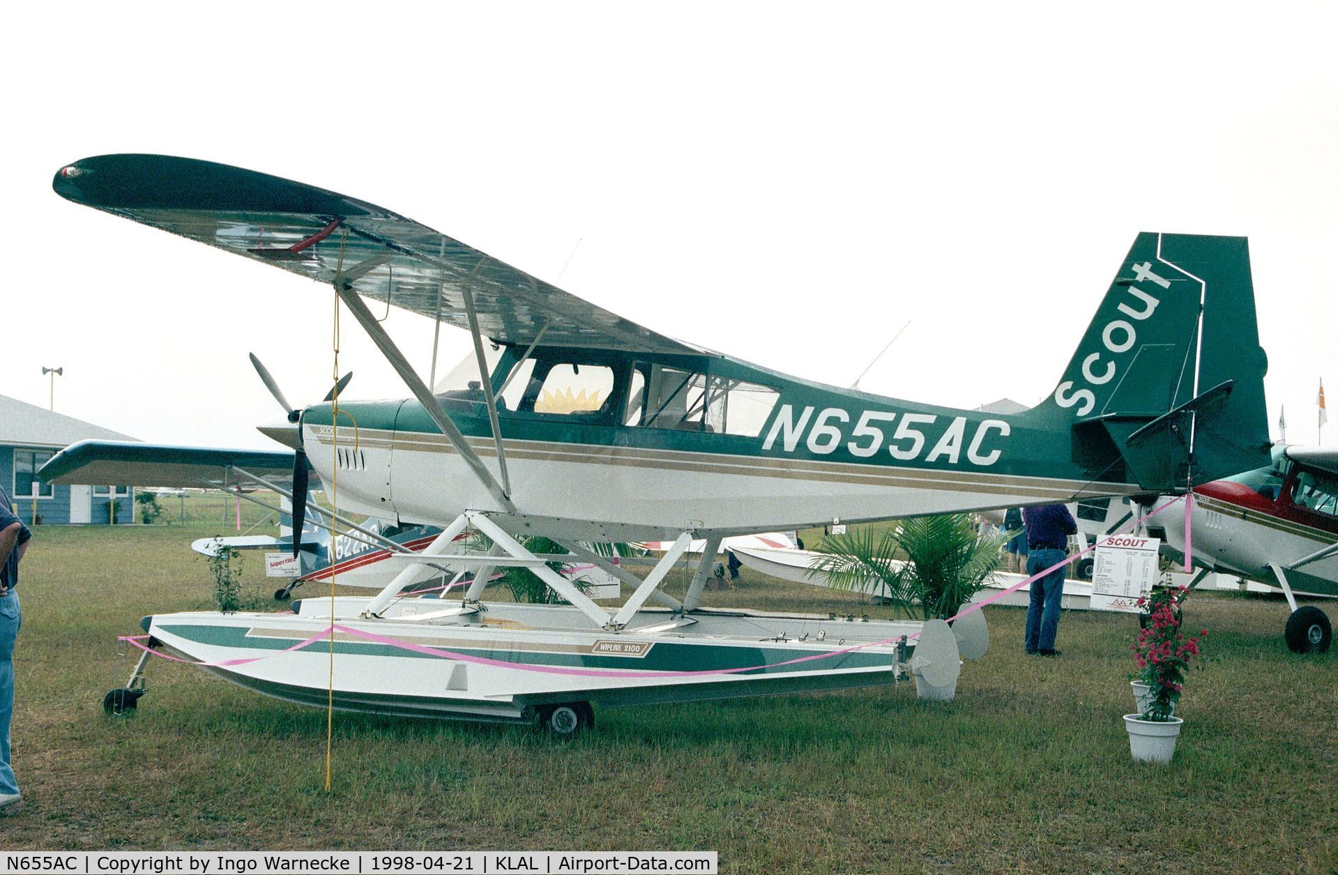 N655AC, 1998 American Champion 8GCBC Scout C/N 391-98, Champion 8GCBC on amphibious floats at Sun 'n Fun 1998, Lakeland FL