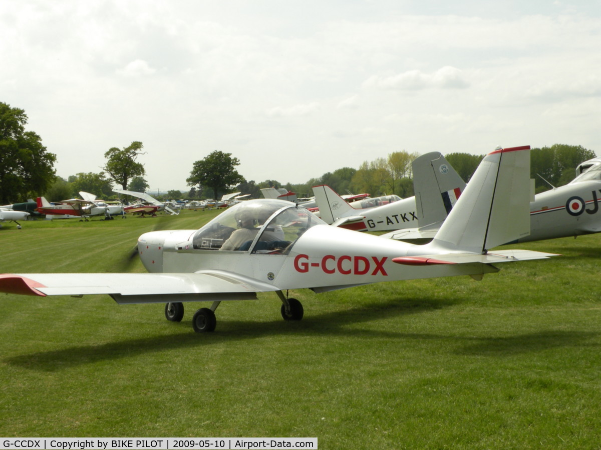 G-CCDX, 2003 Aerotechnik EV-97 Eurostar C/N PFA 315-14013, JUST LANDED AT BRIMPTON FLY-IN