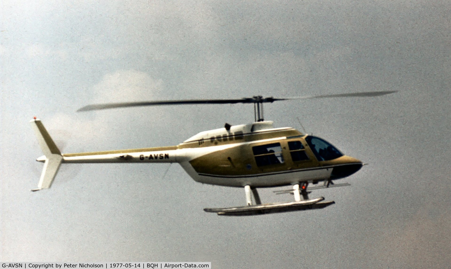 G-AVSN, 1967 Agusta AB-206B JetRanger II C/N 8008, This JetRanger attended the 1977 Biggin Hill Air Fair.