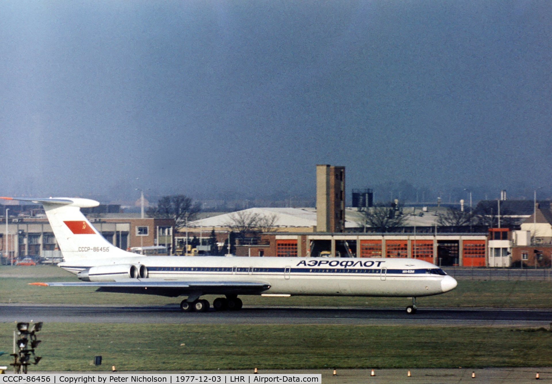CCCP-86456, 1976 Ilyushin Il-62M C/N 2623717, Ilyushin Il-62M Classic of Aeroflot at Heathrow in December 1977.