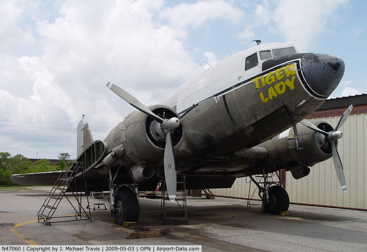 N47060, 1943 Douglas C-47A Skytrain C/N 19066, Tiger Lady being restored to flying condition at KOPN.