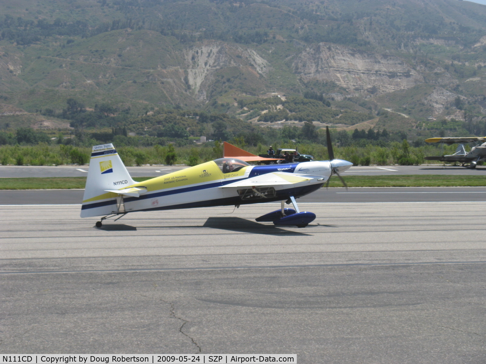 N111CD, 1999 Zivko Edge 540 C/N 0026, 1999 Zivco EDGE 540, Roll rate 420 degrees/second, Lycoming AEIO-540 330 Hp, Vicki Cruse, three time U.S. Aerobatic Team member & National Aerobatic Champion, U.S. Aerobatic Team-Spain 2005, 2007 USA Unlimited Aerobatic Team World Aerobatic Champion, taxi