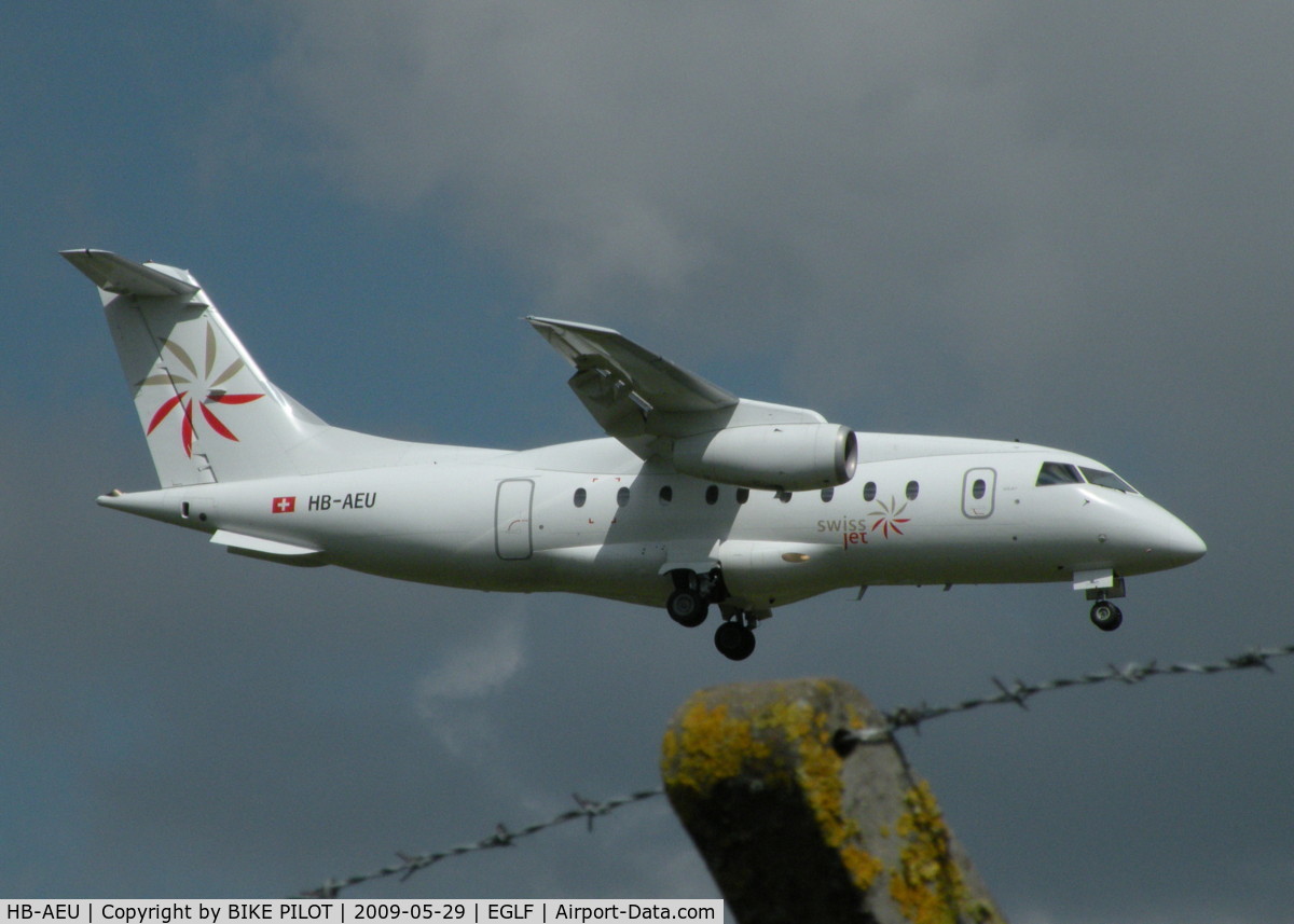 HB-AEU, 2002 Fairchild Dornier 328-300 328JET C/N 3199, OVER THE FENCE FOR RWY 06