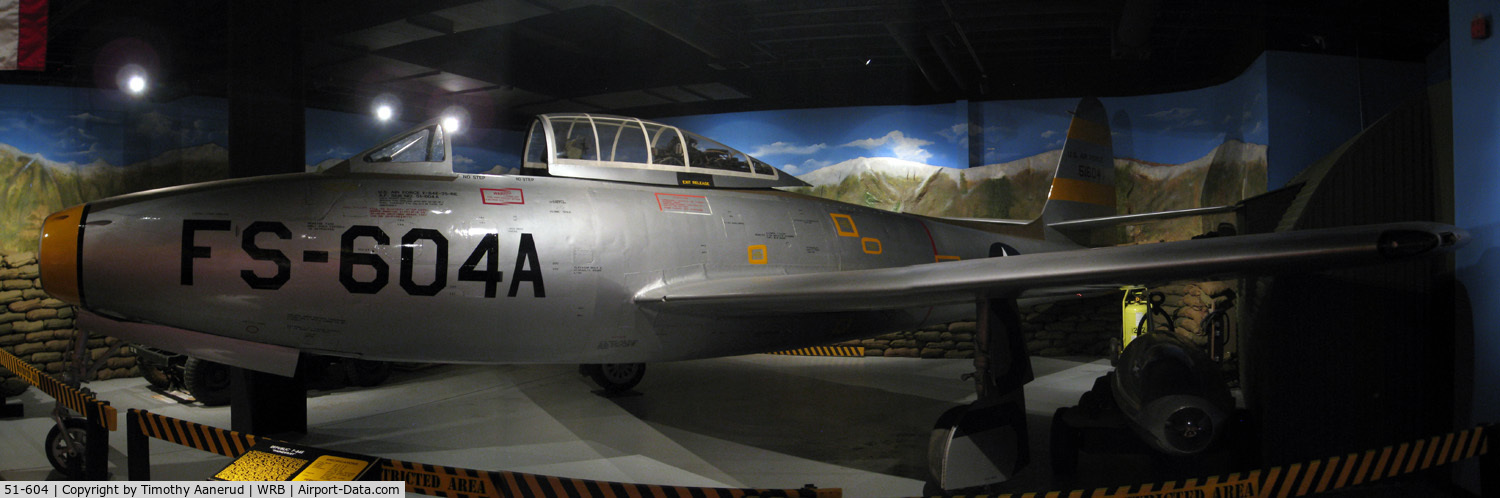 51-604, 1951 Republic F-84E Thunderjet C/N Not found 51-604, Museum of Aviation, Robins AFB.   photostitched