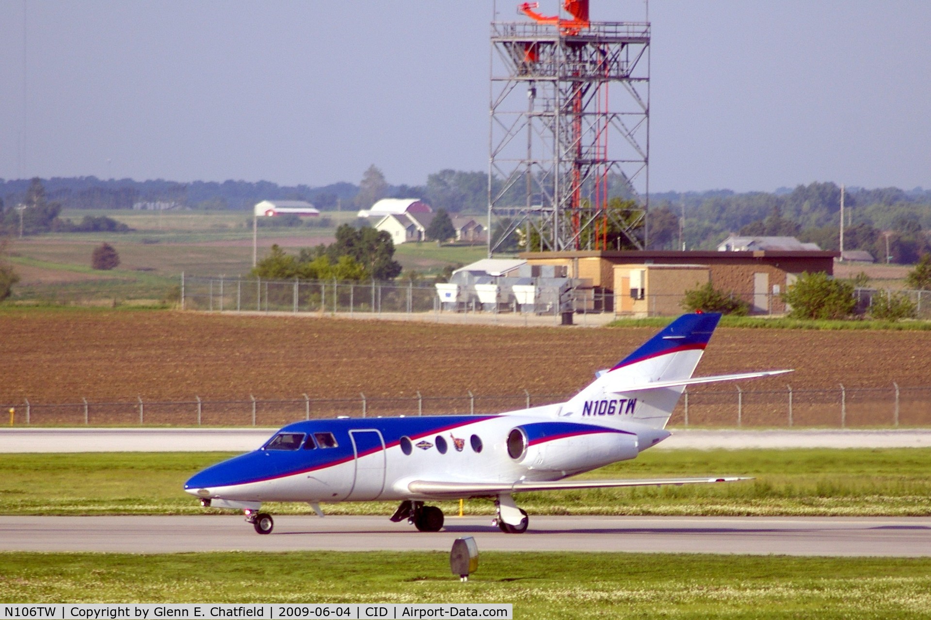N106TW, 1976 Dassault Falcon 10 C/N 84, Taxiing to Landmark FBO, after landing runway 27