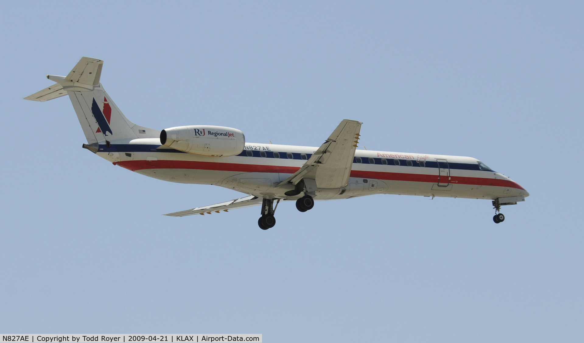 N827AE, 2002 Embraer ERJ-140LR (EMB-135KL) C/N 145602, Landing 24R at LAX