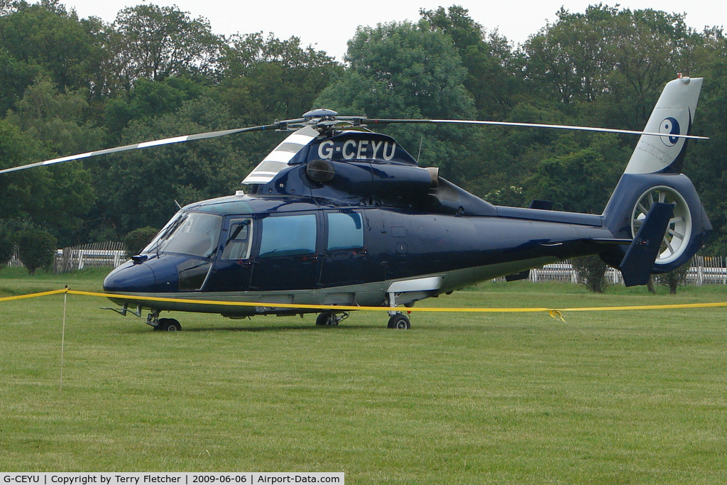 G-CEYU, 1988 Aerospatiale SA-365N-1 Dauphin 2 C/N 6298, One of the helicopters at Epsom on 2009 Derby Day