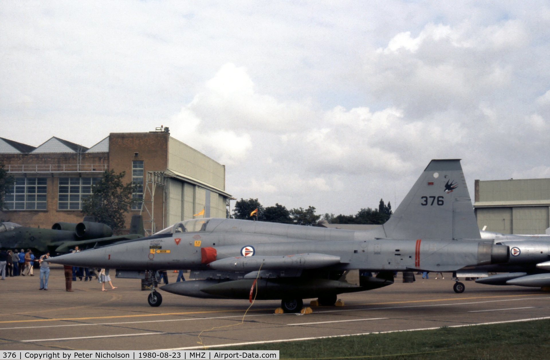 376, 1964 Northrop F-5A Freedom Fighter C/N N.7009, F-5A as 376 of 336 Skv Royal Norwegian Air Force on display at the 1980 Mildenhall Air Fete.