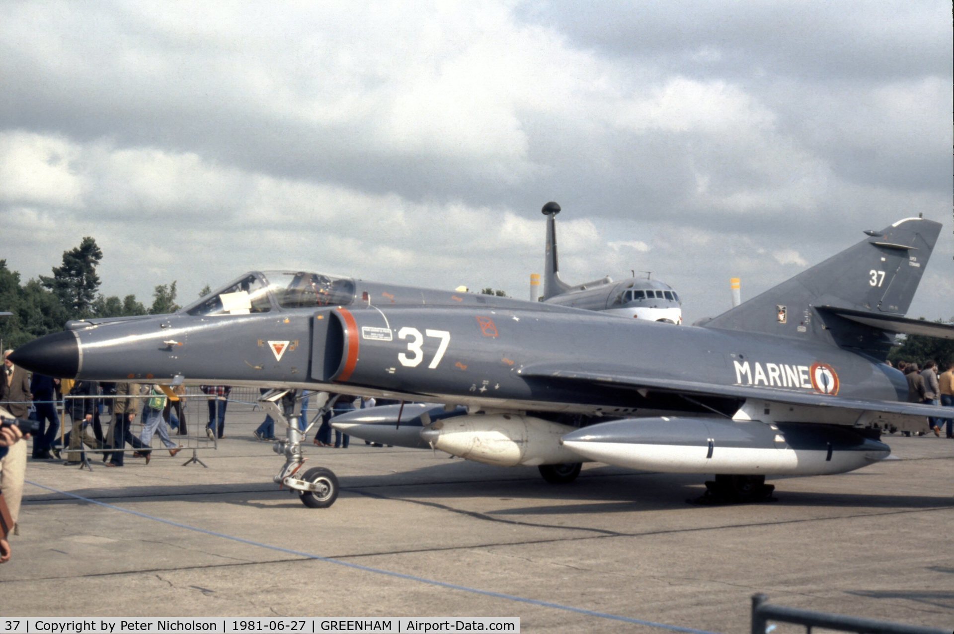 37, Dassault Super Etendard C/N 37, Super Etendard 37 of French Aeronavale's 14 Flotille at the 1981 Intnl Air Tattoo at RAF Greenham Common.