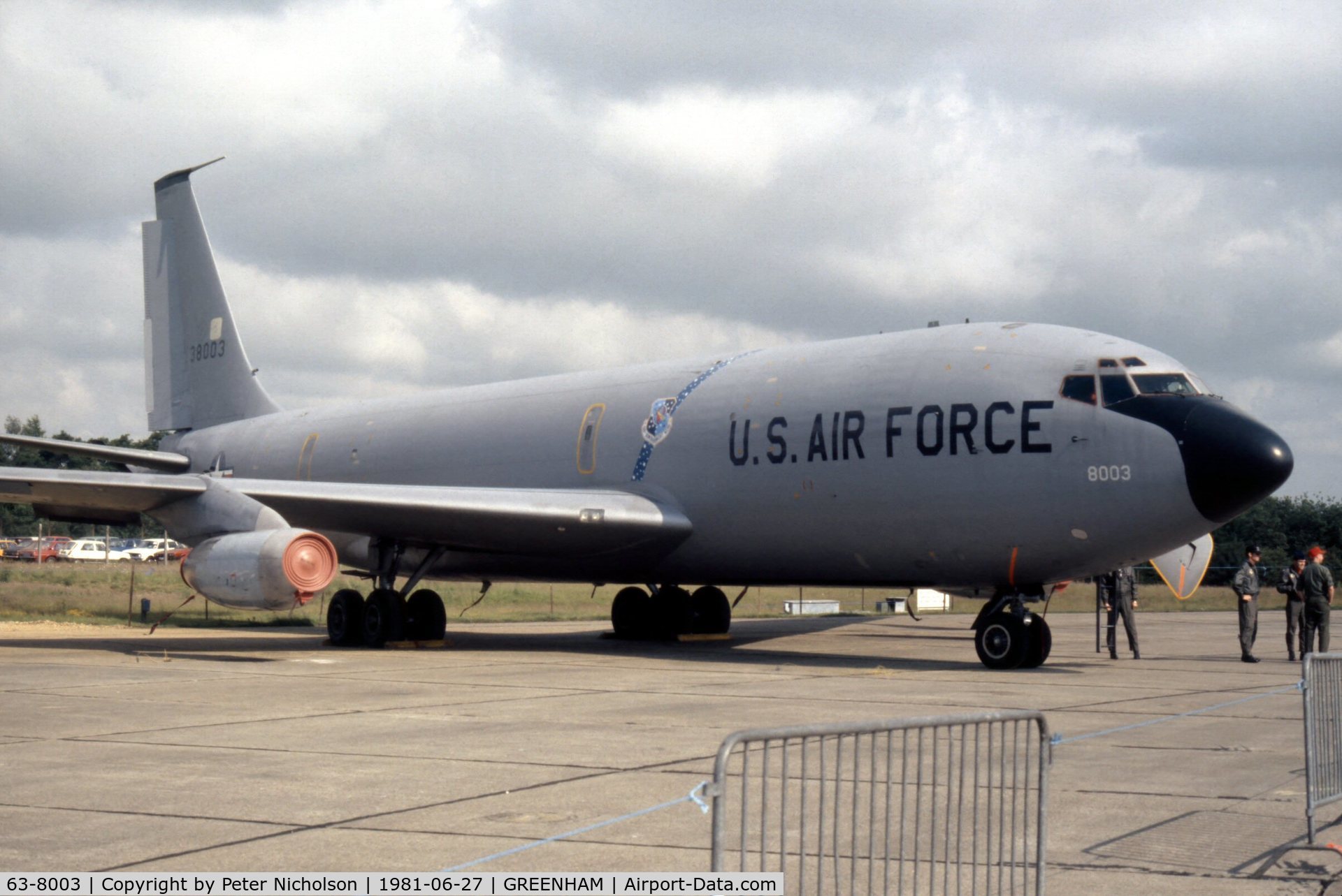 63-8003, 1963 Boeing KC-135A Stratotanker C/N 18620, KC-135A Stratotanker of 410 Bombardment Wing at the 1981 Intnl Air Tattoo at RAF Greenham Common.