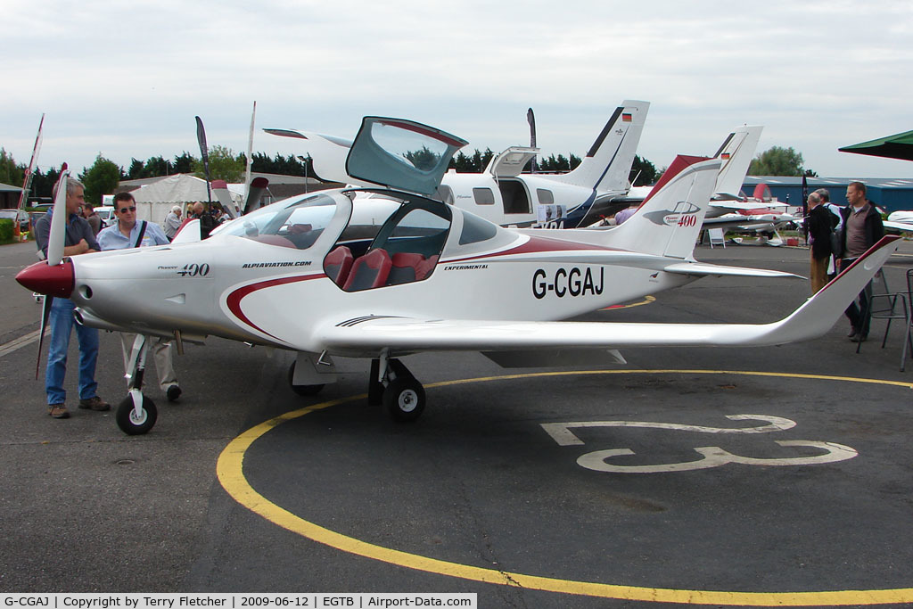 G-CGAJ, Alpi Aviation Pioneer 400 C/N 01, exhibited at 2009 AeroExpo at Wycombe Air Park