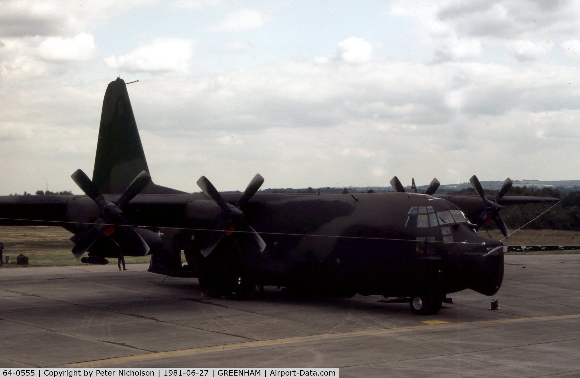 64-0555, 1964 Lockheed MC-130E Hercules C/N 382-4056, Another view of the 7th Special Operations Squadron Hercules on display at the 1981 Intnl Air Tattoo at RAF Greenham Common.