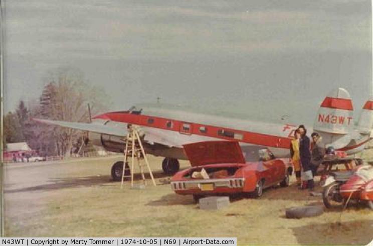 N43WT, 1943 Lockheed 18-56 Lodestar Lodestar C/N 18-2565, Photo taken at its then home, Stormville  NY  1974.  Used to haul Skydivers to 12,500.  Originally owned in the 1940s by actress Betty Hutton.