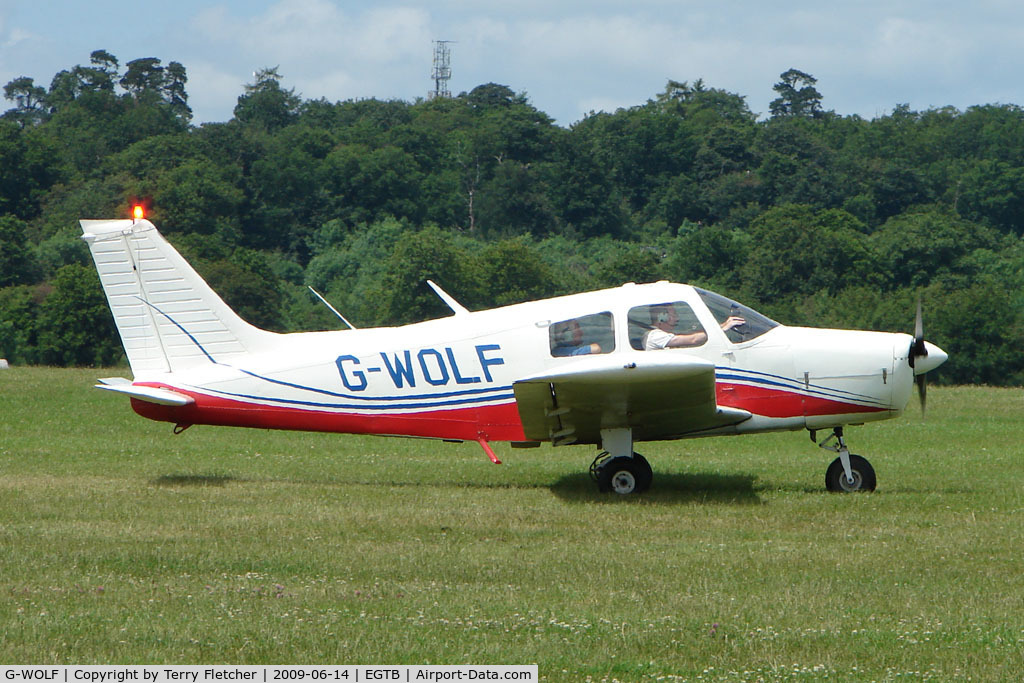 G-WOLF, 1974 Piper PA-28-140 Cherokee Cruiser C/N 28-7425439, Visitor to 2009 AeroExpo at Wycombe Air Park