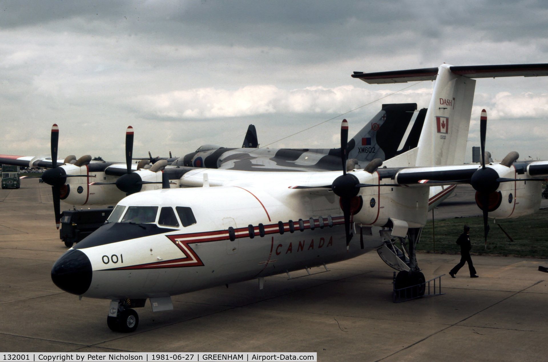 132001, 1979 De Havilland Canada CC-132 Dash 7 (DHC-7) C/N 8, Another view of the 412 Squadron Dash Seven displayed at the 1981 Intnl Air Tattoo at RAF Greenham Common.
