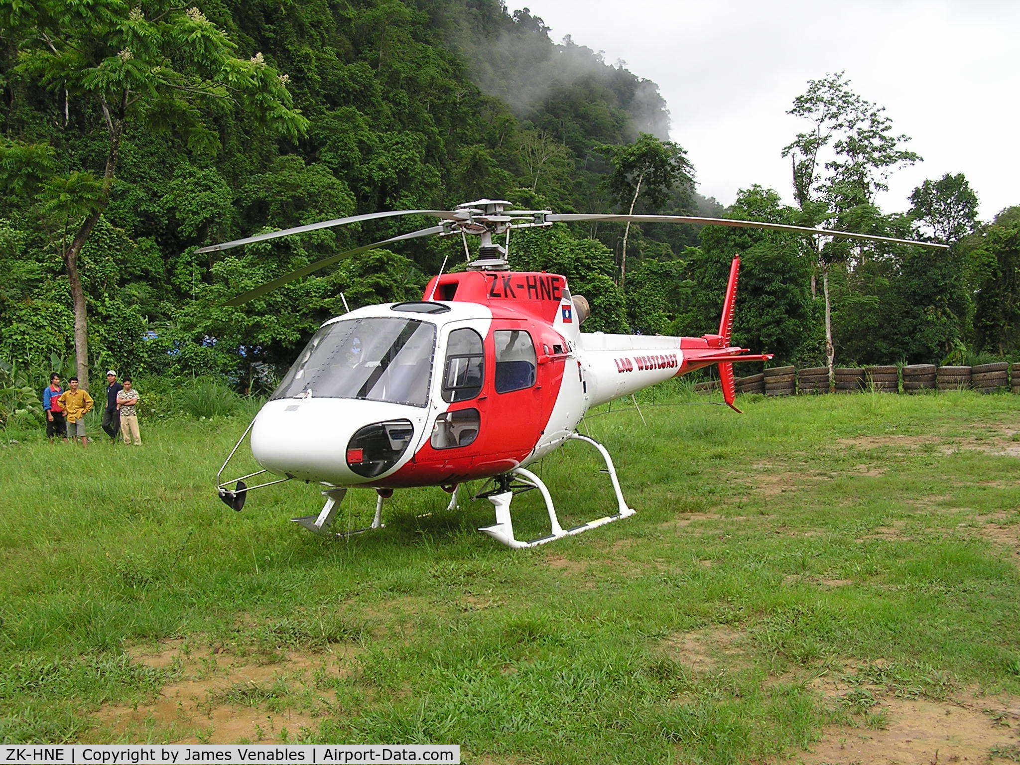 ZK-HNE, Aerospatiale AS-350B-2 Ecureuil C/N 2811, ZK-HNE, Lao Westcoast Helicopters. Taken at Pha Luang, Laos, May 2007