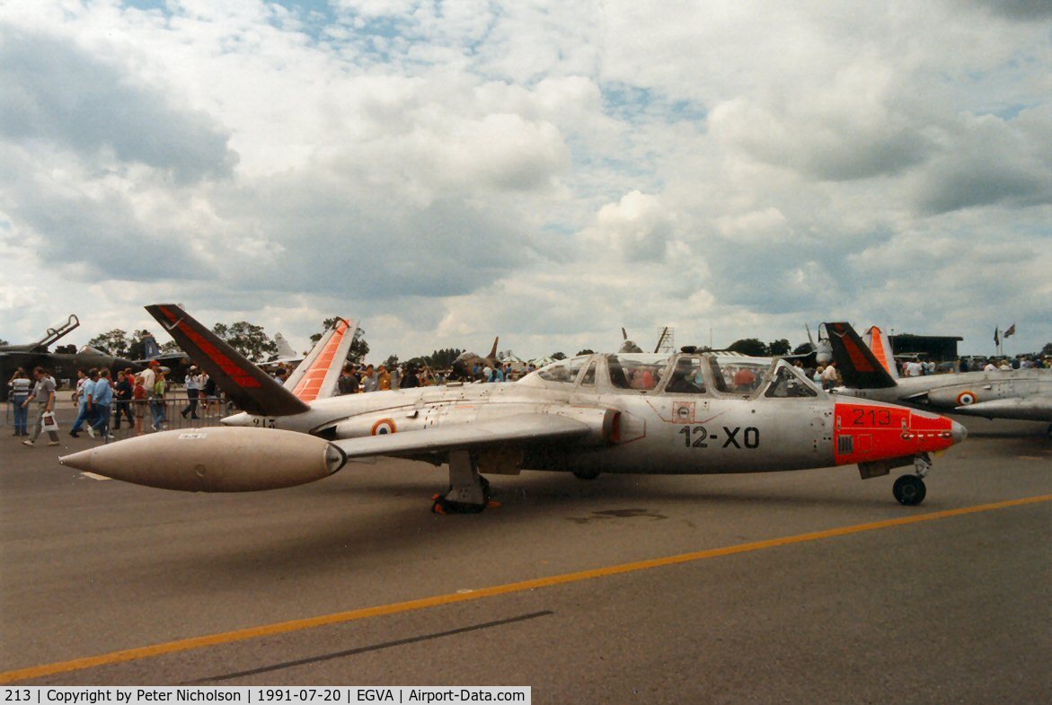 213, Fouga CM-170R Magister C/N 213, French Air Force CM-170R Magister of EC-12, callsign Raglan 43, at the 1991 Intnl Air Tattoo at RAF Fairford.