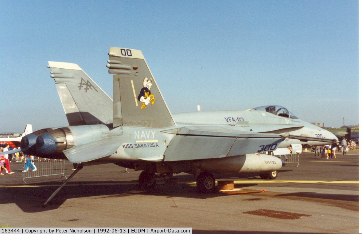 163444, 1987 McDonnell Douglas F/A-18C Hornet C/N 0648/C015, F/A-18C Hornet of Attack Squadron VFA-83 at the 1992 Air Tournament Intnl at Boscombe Down.