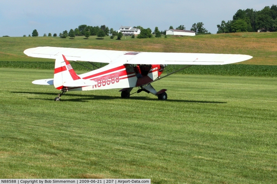 N88588, 1946 Piper J3C-65 Cub Cub C/N 16214, Departing Beach City, Ohio Father's Day fly-in.