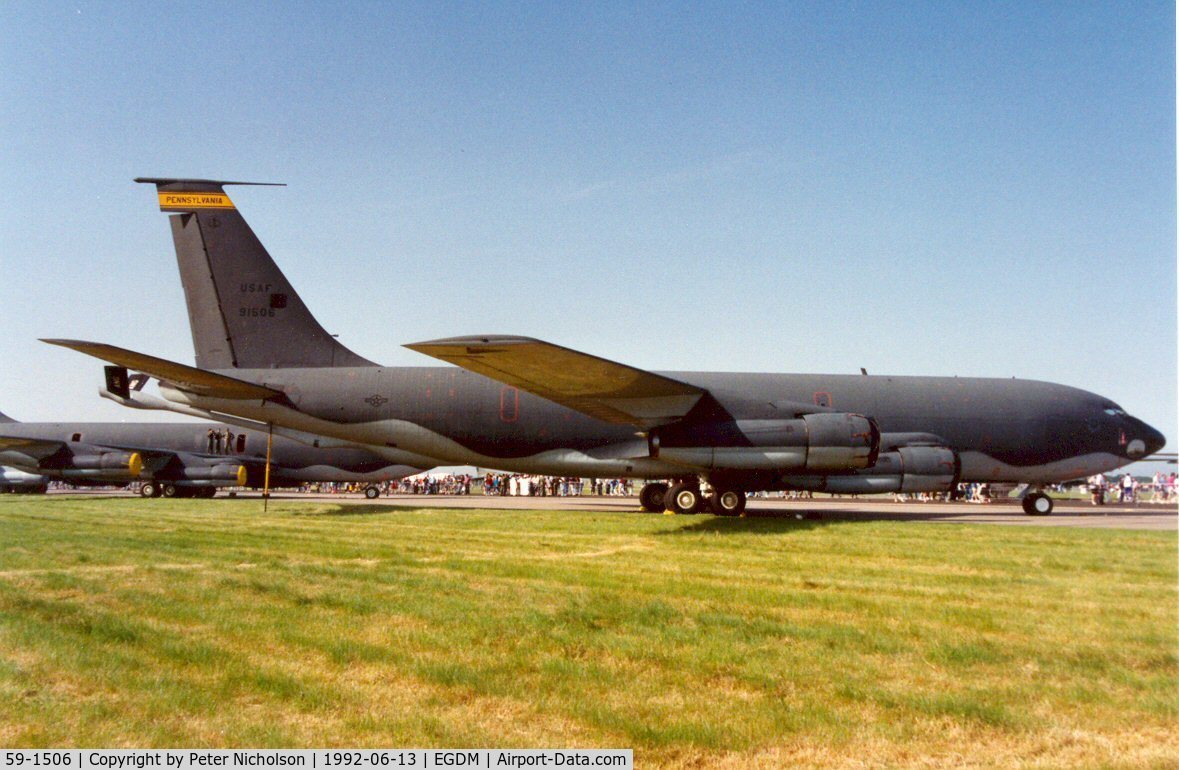 59-1506, 1959 Boeing KC-135E Stratotanker C/N 17994, KC-135E Stratotanker of 147 Air Refuelling Squadron Pennsylvania ANG at the 1992 Air Tattoo Intnl at Boscombe Down.