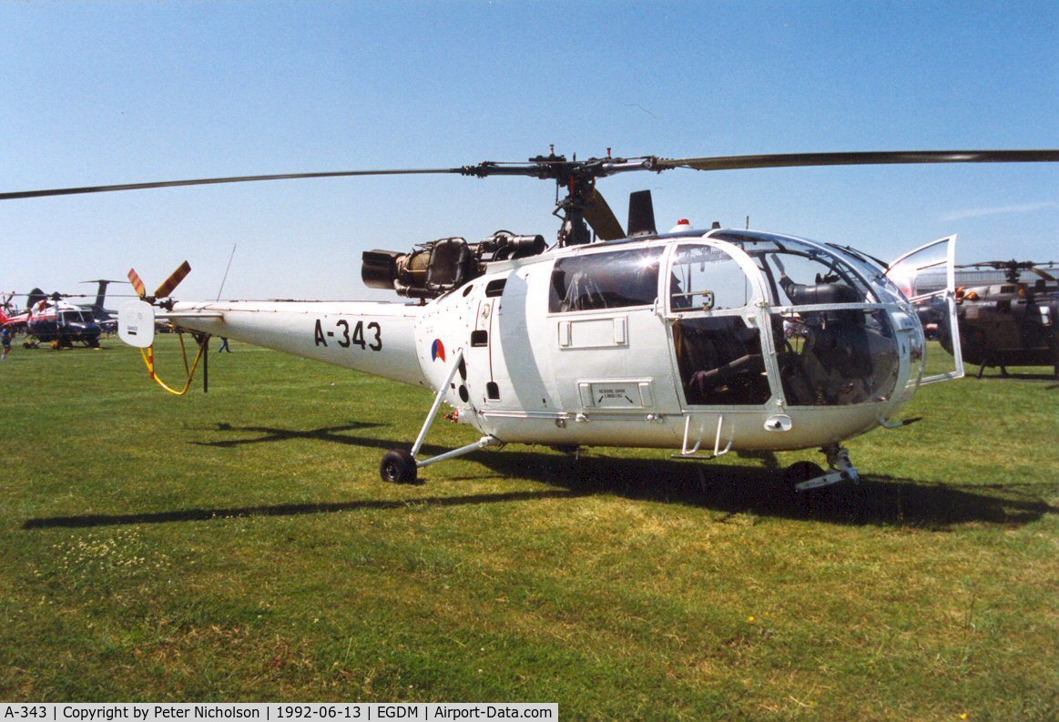 A-343, 1965 Aerospatiale SA-316B Alouette III C/N 1343, Alouette III of 298 Squadron Royal Netherlands Air Force at the 1992 Air Tattoo Intnl at Boscombe Down.