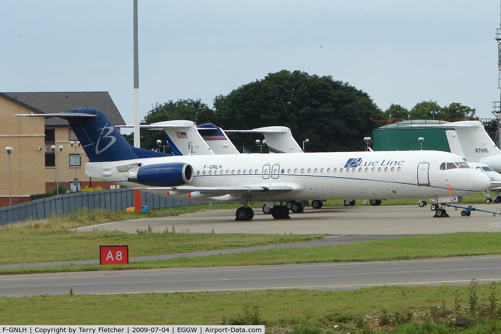 F-GNLH, 1991 Fokker 100 (F-28-0100) C/N 11311, Blue Line Fokker 100 at Luton