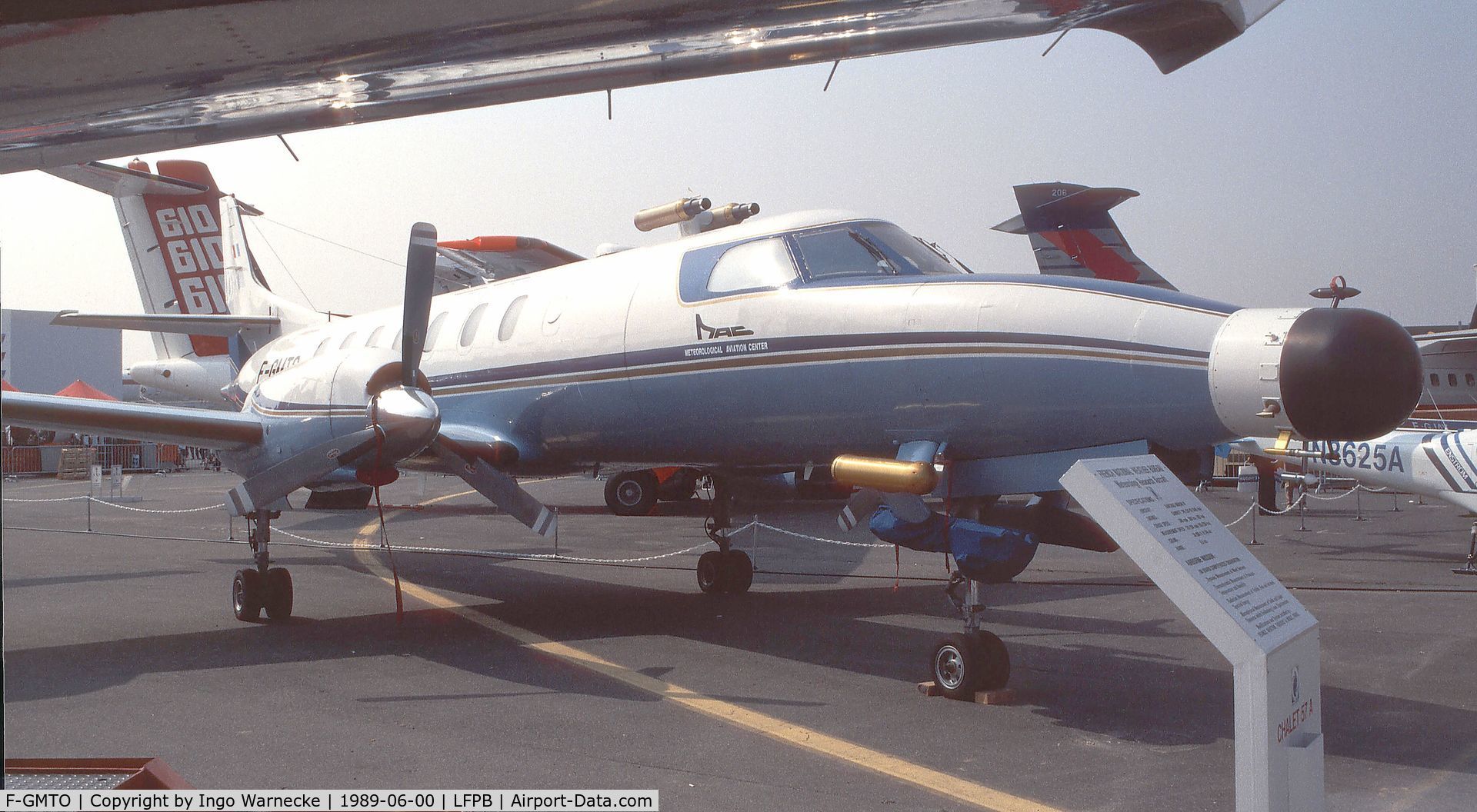 F-GMTO, 1975 Swearingen SA-226AT Merlin IVA C/N AT-031, Fairchild / Swearingen SA-225-AT meteorological aircraft at the Aerosalon 1989 Paris