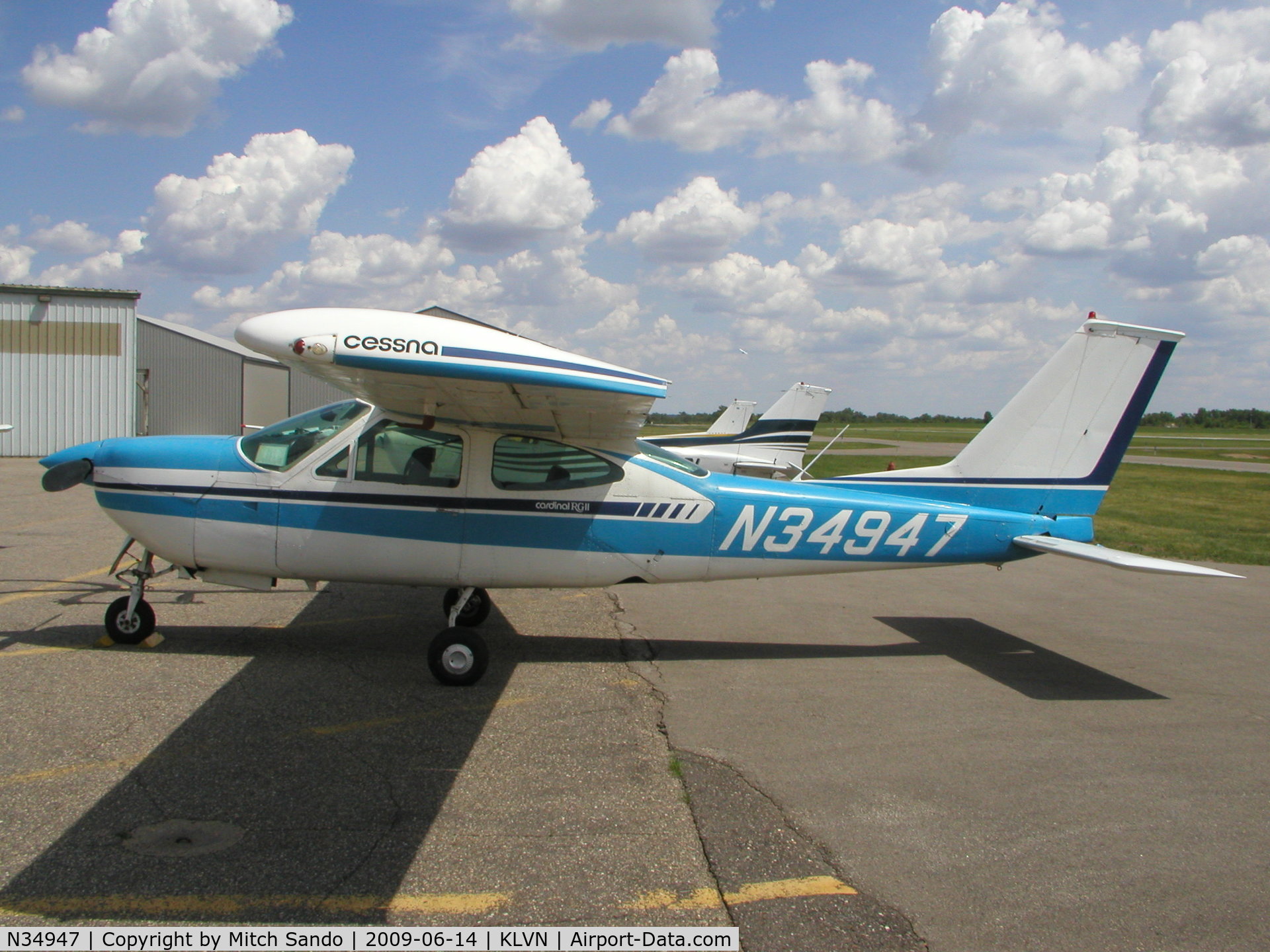 N34947, 1976 Cessna 177RG Cardinal C/N 177RG1028, Parked on the ramp at Airlake.