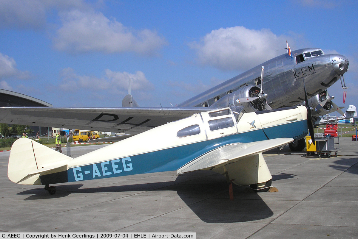 G-AEEG, 1936 Miles M-3A Falcon Major C/N 216, Aviodrome Aviation Museum at Lelystad Airport , Melbourne Race Fly In