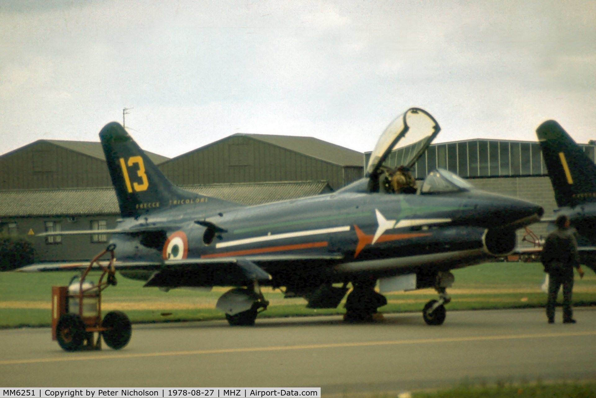 MM6251, Fiat G-91PAN C/N 17, G-91PAN of the Italian Air Force's Frecce Tricolori display team at the 1978 Mildenhall Air Fete.