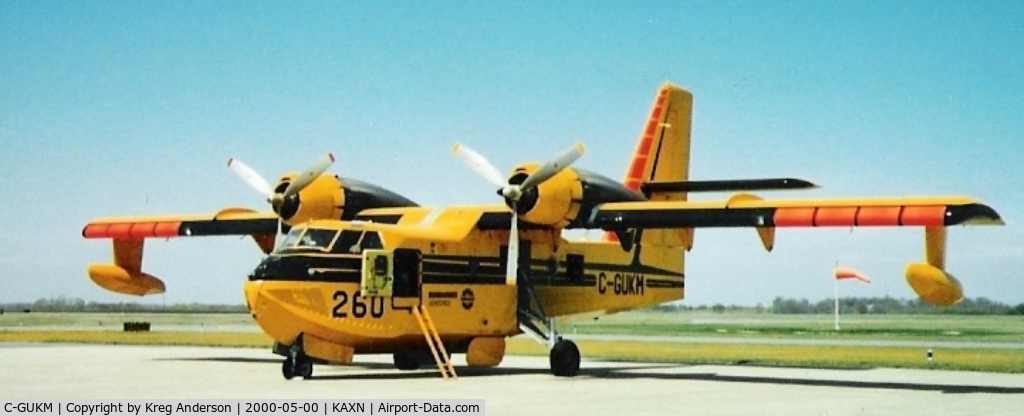 C-GUKM, 1976 Canadair CL-215-II (CL-215-1A10) C/N 1049, Canadair CL-215 Scooper. Based in AXN for a bit back in the spring of 2000. I have recently heard that this craft crashed in a sea near Turkey not to long ago.