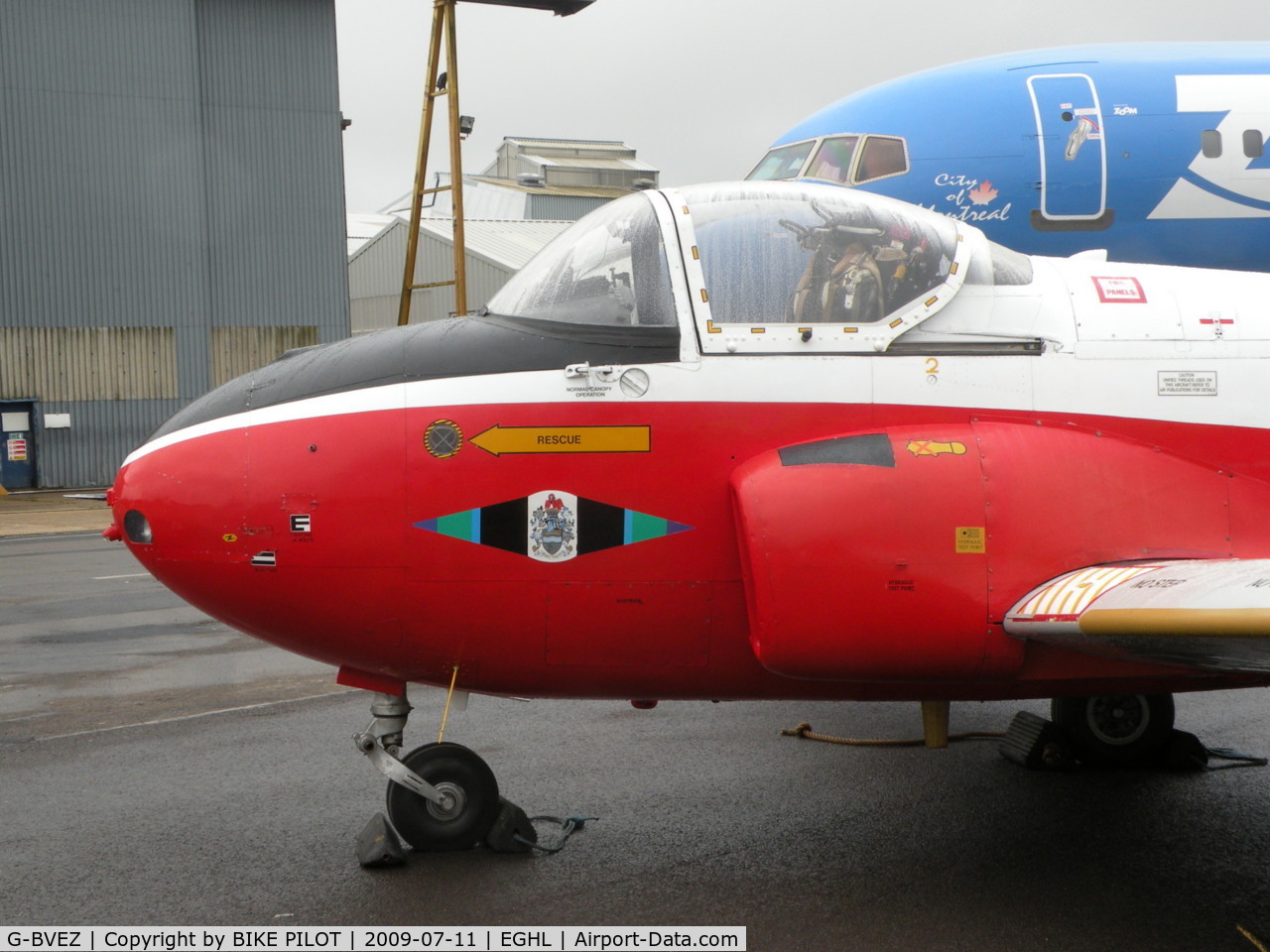 G-BVEZ, 1960 Hunting P-84 Jet Provost T.3A C/N PAC/W/9287, OWNED BY NEWCASTLE JET PROVOST GROUP. ATC LASHAM OPEN DAY