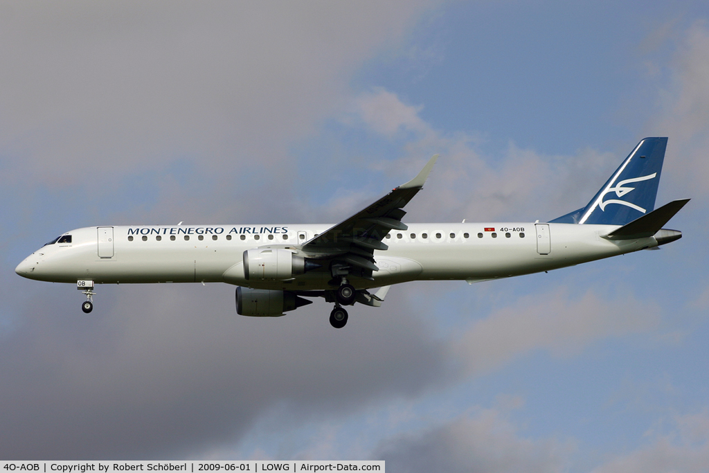 4O-AOB, 2009 Embraer 195LR (ERJ-190-200LR) C/N 19000283, First time to watch this beautiful aircraft at LOWG/GRZ