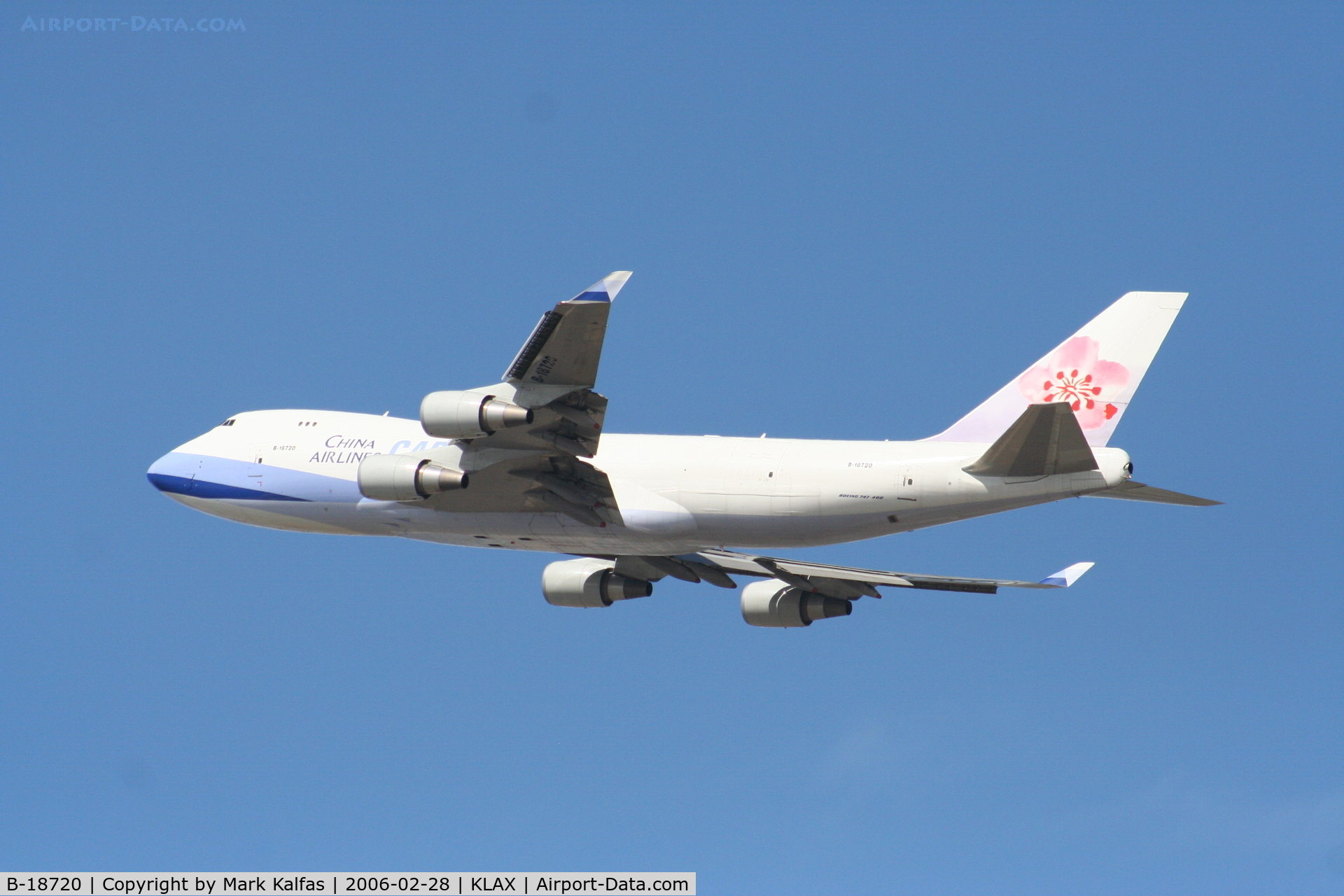 B-18720, 2005 Boeing 747-409F/SCD C/N 33733, China Airlines Cargo Boeing 747-409F, B-18720 25L KLAX Departure